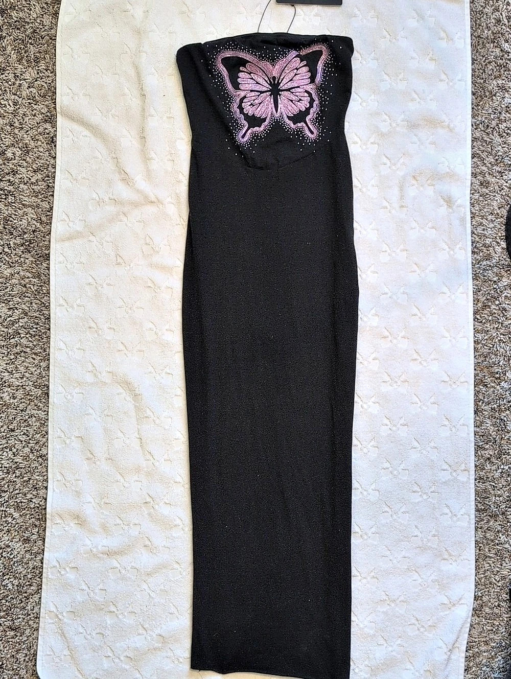 Fashion Nova Mara Maxi Dress Butterfly Maxi Dress in Black & Pink Size XS NWT